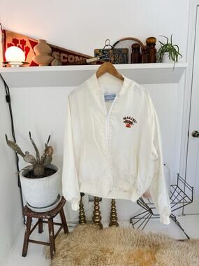 Vintage 1980s Upstream Division Malibu California Satin Jacket XL 25 x 25.5